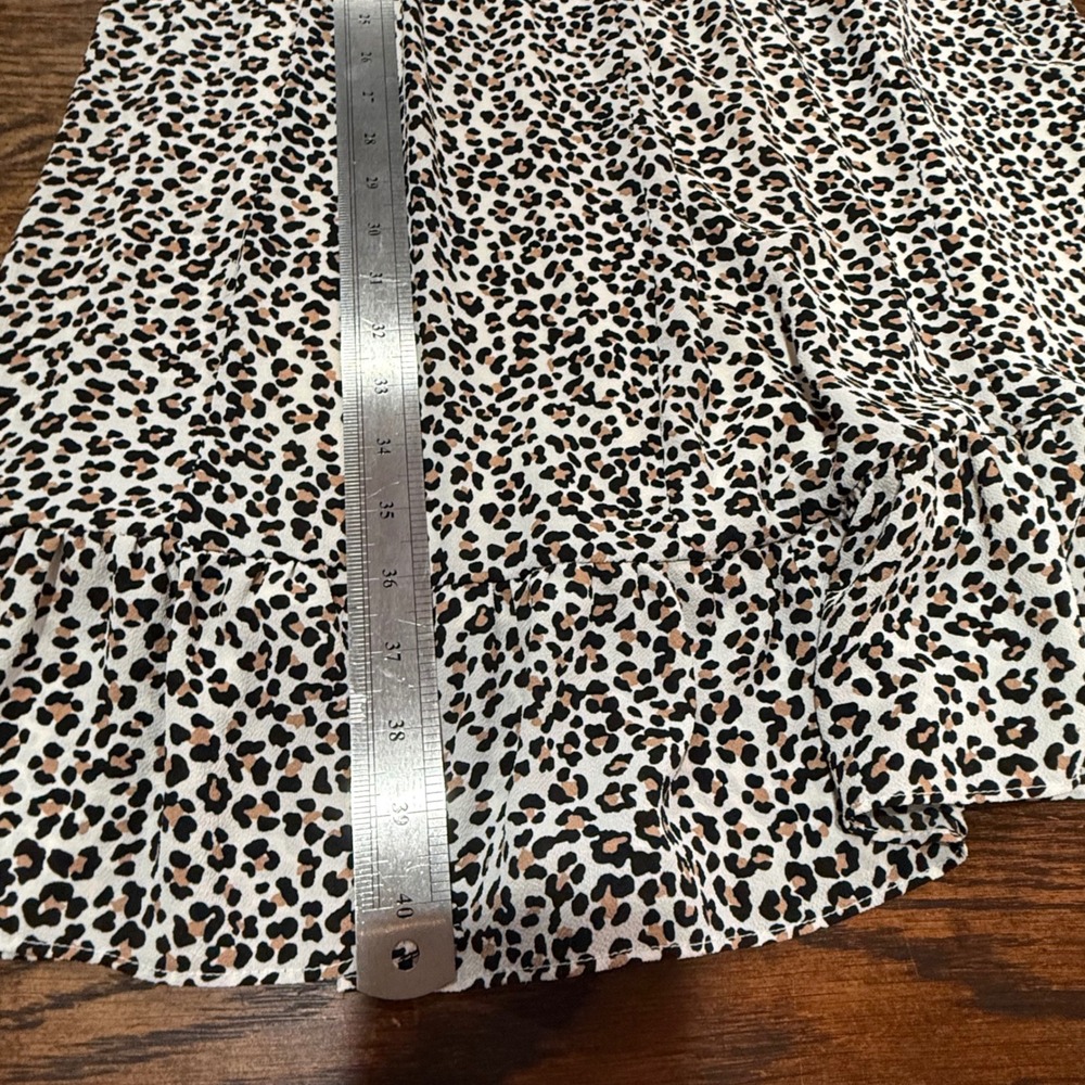 Talbots Leopard Print Ruffle Hem Midi Dress Womens 12 Classic Business Casual - Picture 6 of 10